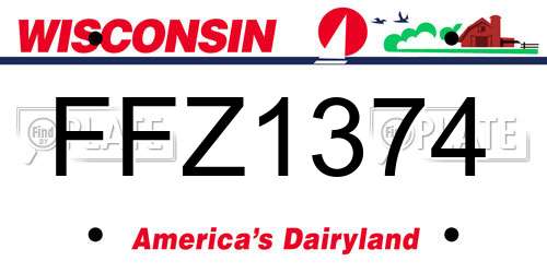 FFZ1374 Wisconsin License Plate