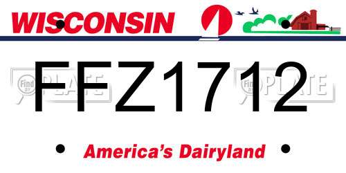 FFZ1712 Wisconsin License Plate