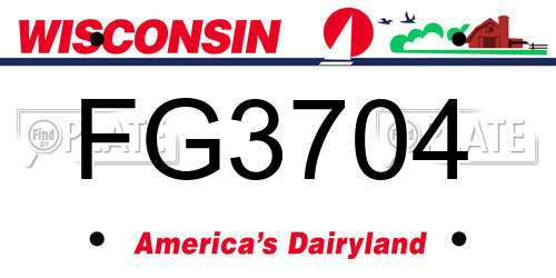 FG3704 Wisconsin License Plate