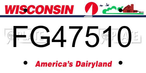 FG47510 Wisconsin License Plate