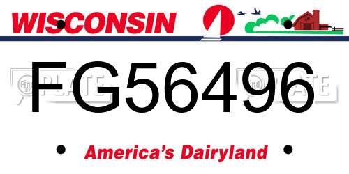 FG56496 Wisconsin License Plate