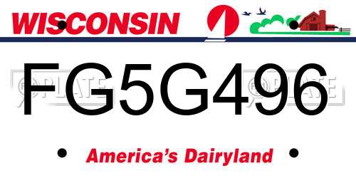 FG5G496 Wisconsin License Plate