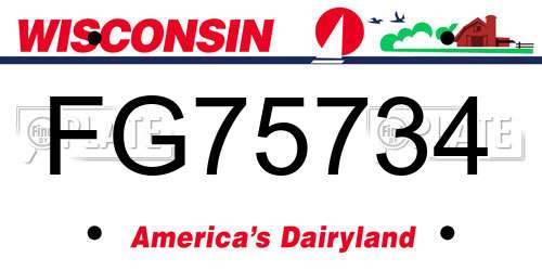 FG75734 Wisconsin License Plate