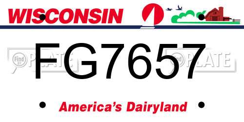 FG7657 Wisconsin License Plate