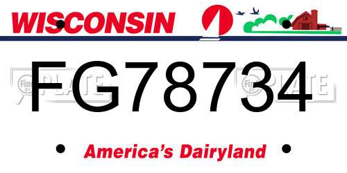 FG78734 Wisconsin License Plate