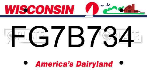 FG7B734 Wisconsin License Plate