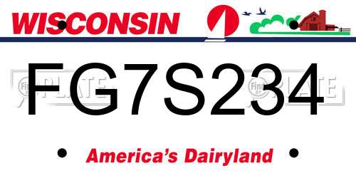 FG7S234 Wisconsin License Plate