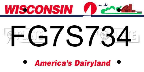FG7S734 Wisconsin License Plate
