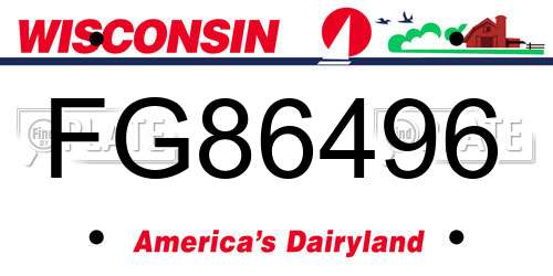 FG86496 Wisconsin License Plate