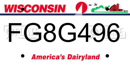 FG8G496 Wisconsin License Plate