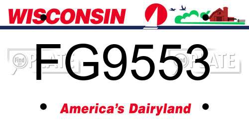 FG9553 Wisconsin License Plate