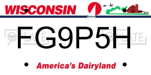 FG9P5H Wisconsin License Plate