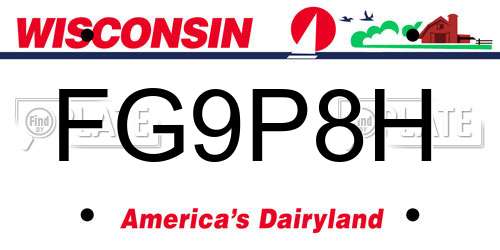 FG9P8H Wisconsin License Plate