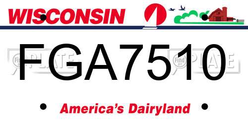 FGA7510 Wisconsin License Plate