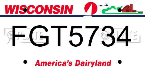 FGT5734 Wisconsin License Plate