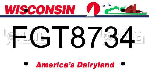 FGT8734 Wisconsin License Plate