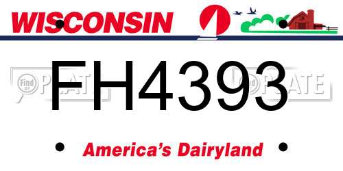 FH4393 Wisconsin License Plate