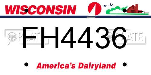 FH4436 Wisconsin License Plate