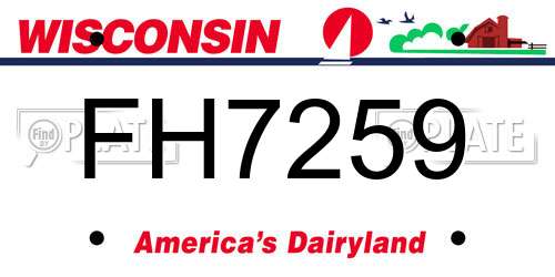 FH7259 Wisconsin License Plate