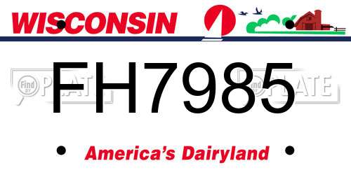 FH7985 Wisconsin License Plate