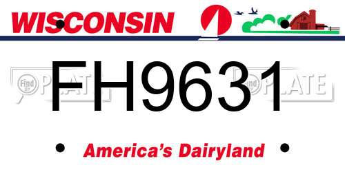 FH9631 Wisconsin License Plate