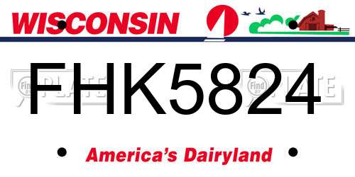 FHK5824 Wisconsin License Plate