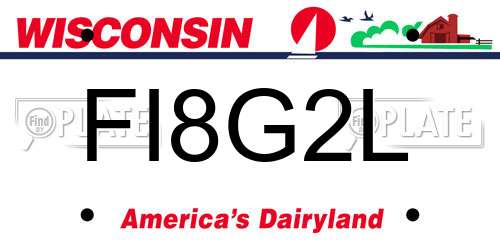 FI8G2L Wisconsin License Plate