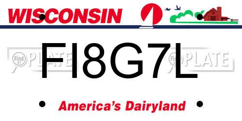FI8G7L Wisconsin License Plate
