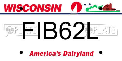 FIB62L Wisconsin License Plate