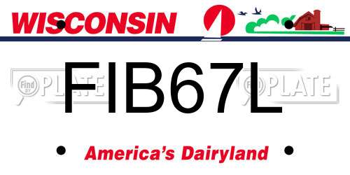 FIB67L Wisconsin License Plate