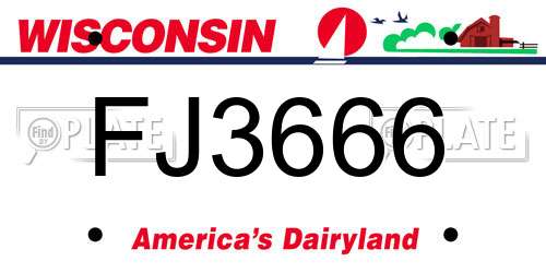 FJ3666 Wisconsin License Plate