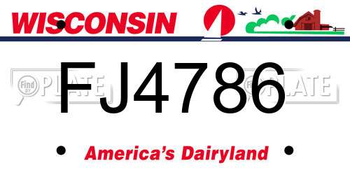 FJ4786 Wisconsin License Plate