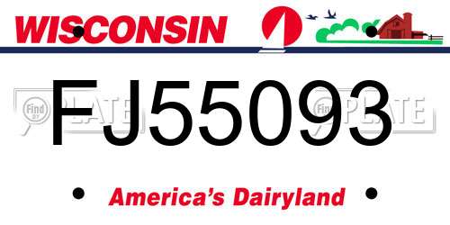 FJ55093 Wisconsin License Plate