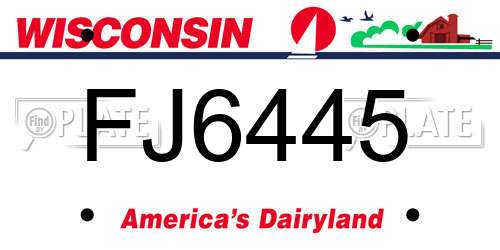 FJ6445 Wisconsin License Plate