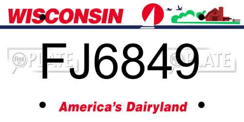 FJ6849 Wisconsin License Plate