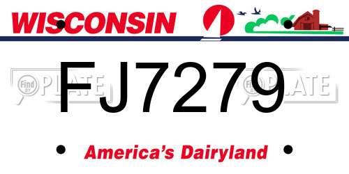 FJ7279 Wisconsin License Plate