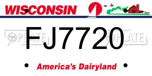 FJ7720 Wisconsin License Plate