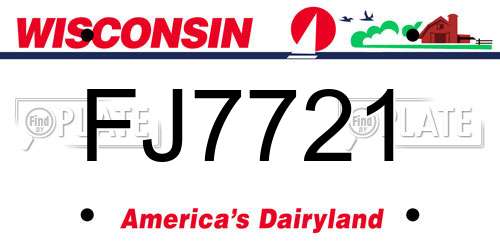 FJ7721 Wisconsin License Plate