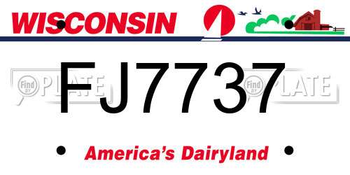 FJ7737 Wisconsin License Plate