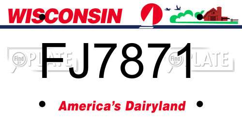 FJ7871 Wisconsin License Plate