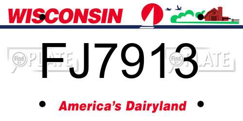 FJ7913 Wisconsin License Plate