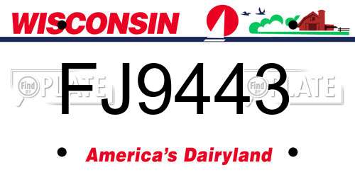 FJ9443 Wisconsin License Plate