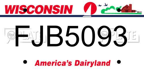 FJB5093 Wisconsin License Plate
