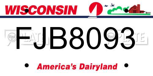 FJB8093 Wisconsin License Plate