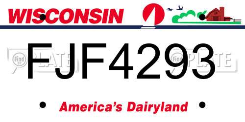 FJF4293 Wisconsin License Plate