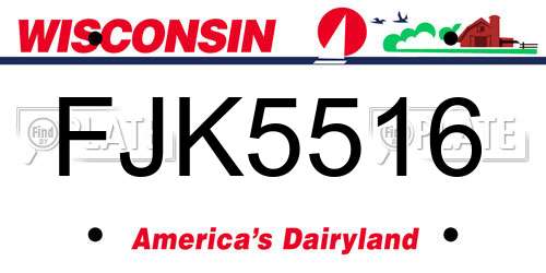 FJK5516 Wisconsin License Plate