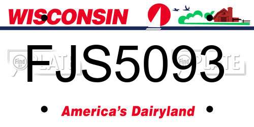FJS5093 Wisconsin License Plate