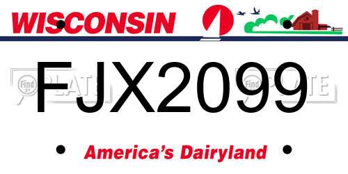 FJX2099 Wisconsin License Plate