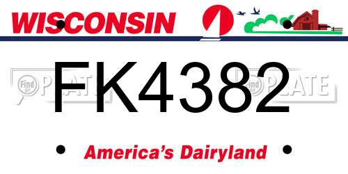 FK4382 Wisconsin License Plate