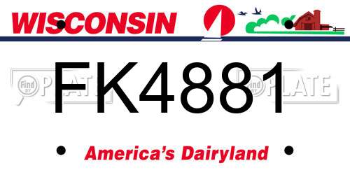 FK4881 Wisconsin License Plate